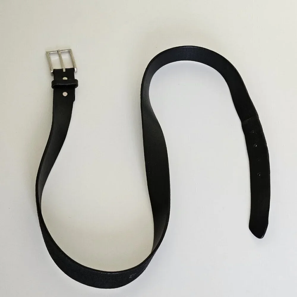 Keldon Belt Men 42 Black Genuine Leather Metal Buckle Made In Canada Vtg Classic